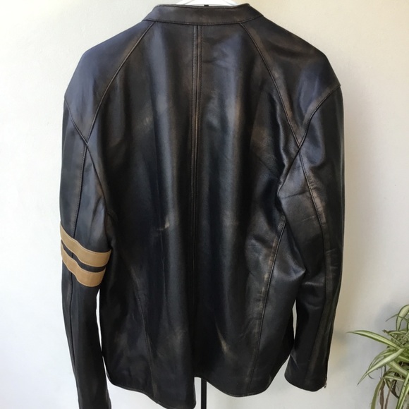 Leather Jacket Men's Dark Brown Cafe Racer size Large Brand NEW from jild - Picture 4 of 16